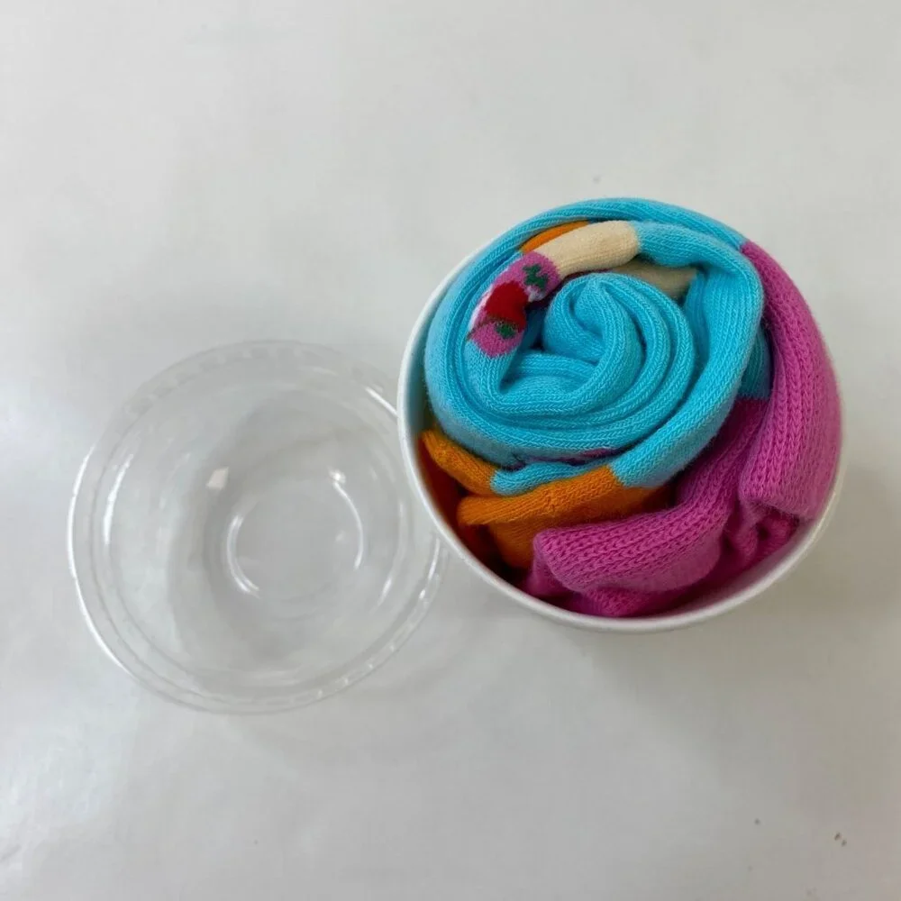 Ice Cream Themed Novelty Socks In Gift Cup Pink Blue Sherbet